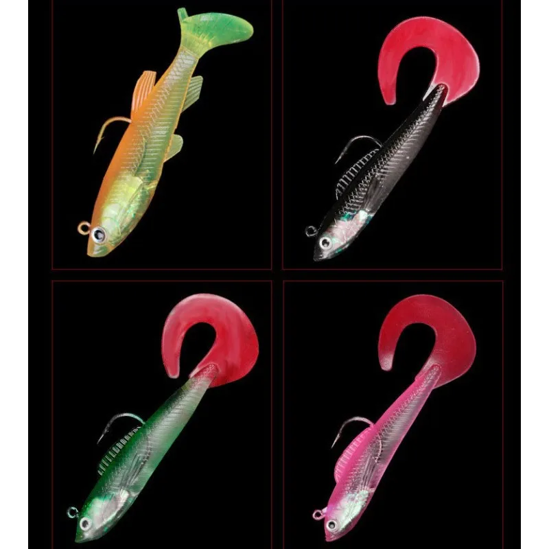 Fishing Boat Anchor - 10 leurres souples multicolores avec queue