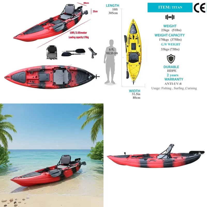 Kayak de pêche monoplace de 10 - Fishing Boat Paddle avis et prix